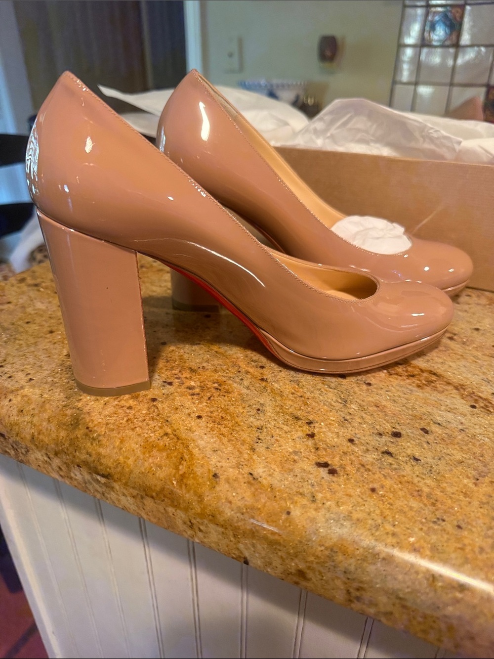 Never worn Louboutin 7.5 nude heels - Picture 3 of 8